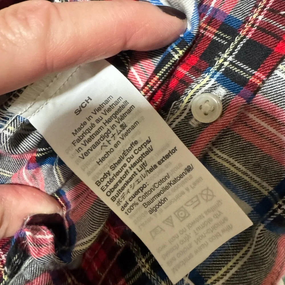 J. Crew Long Sleeve Button Down Ruffled Collar Plaid Shirt Size Small